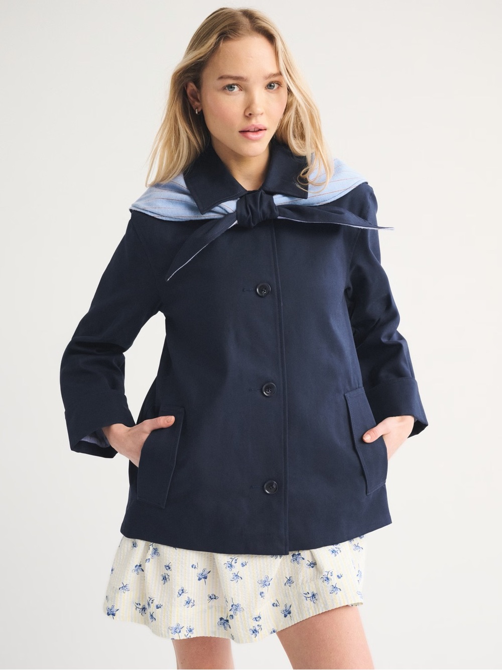 Abercrombie A Line Removable Scarf Trench Coat
